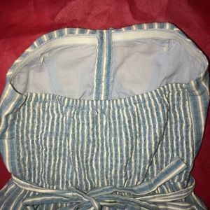 Baby Blue Pin Stripe Strapless Dress